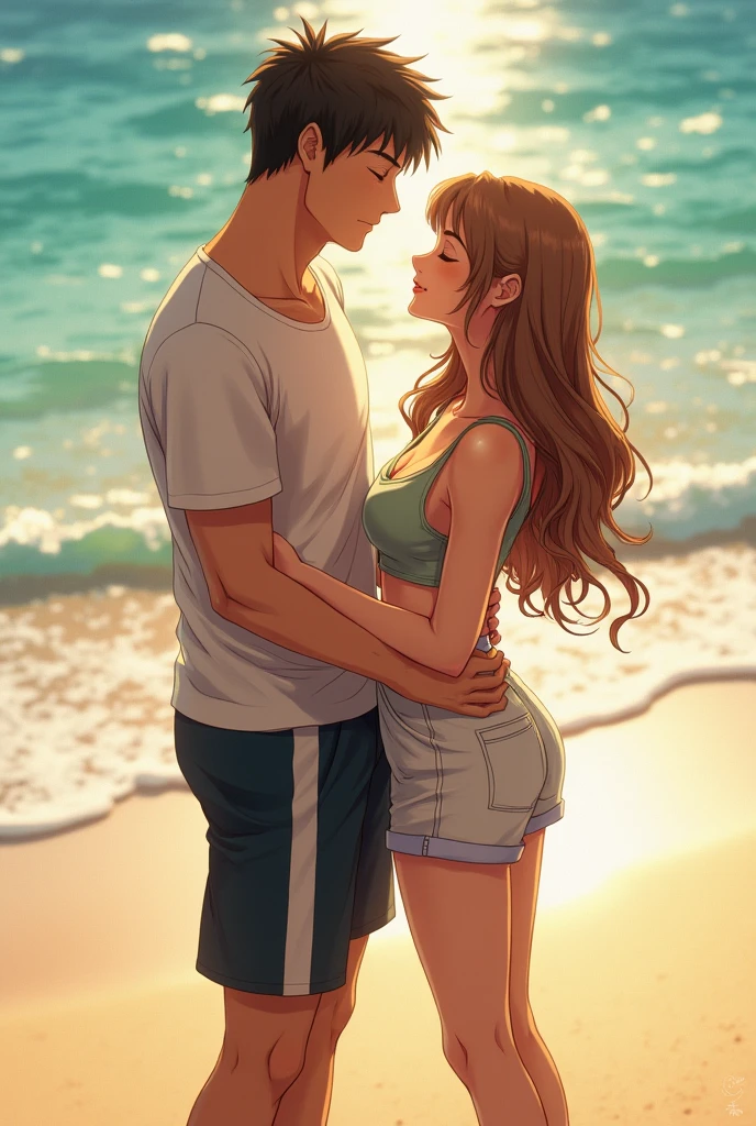 (Highest quality),Couple,smile,beach