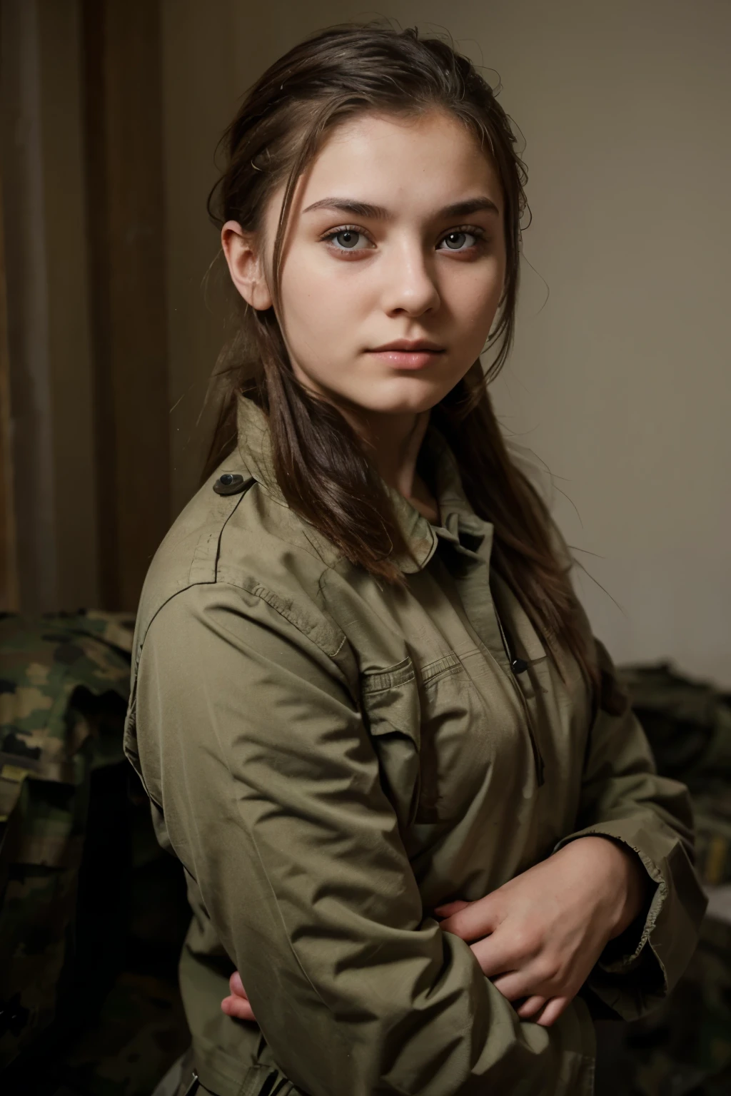 DEN_nora_rivers,
(a (soldier:1.1) in the jungle on manoeuvrers wearing (army fatigues:1.2) and holding a rifle, (camouflage:1.2), military, uniform, military, camouflage uniform:1.2),
bokeh, f1.4, 40mm, photorealistic, raw, 8k, textured skin, skin pores, intricate details <lora:epi_noiseoffset2:1>, epiCRealism <lora:ClothingAdjuster3:-1>