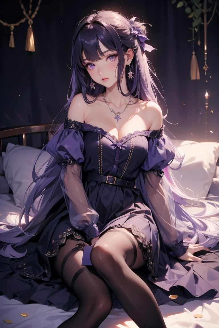 (Super detailed)),((illustration)),((masterpiece)),(((need))),((fine、Highest quality CG Unity 8K wallpapers,masterpiece),((4K,masterpiece,best quality)),Black hair queen,Waist-length hair,Royal sister,Sexy,Long legs,Huge Breasts,Tall figure,Lilac eyes,Standing upright in a coffin,mummy,The whole body is wrapped in bandages,Limbs wrapped in bandages,There is a coffin beside him,Mature,Hair Bunch,Hair tied on both sides,Black and purple French vintage clothing,Gorgeous pure black cape,Black veil,Purple-white halo,Black purple boots,Wearing a crown on the head,Holding a knight's sword,pyramid,Emitting dim purple light,Brilliant palace,Mysterious symbols,individual,Emit a dim light,Full body picture