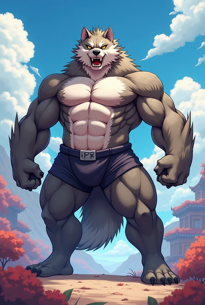 Solitary, anthropology, hairy, hairy male, Wolf, ((Fluffy fur, Fluffy, hairy body)), (Wolf印), (black beard), middle aged, Gray body, White belly, muscular, White, Big muscles, Yellow eyes, Tail, deTailed teeth, deTailed face, Fundos,((Open it) White Hanfu),(Sword at waist):1.3, Great sword, deTailed Fluffy fur, deTailed face, Fantasy Castle Venue, look up to the sky, majestic, barbarous, confident, Strong, Cherry blossoms, Cherry blossoms 花朵 叶子, (through empty ghost, From raccoon21, masterpiece, high quality, high resolution,8k), permanent,Close-up portraits, outdoor, Dynamic poses, Looking at the audience, Front view, fist