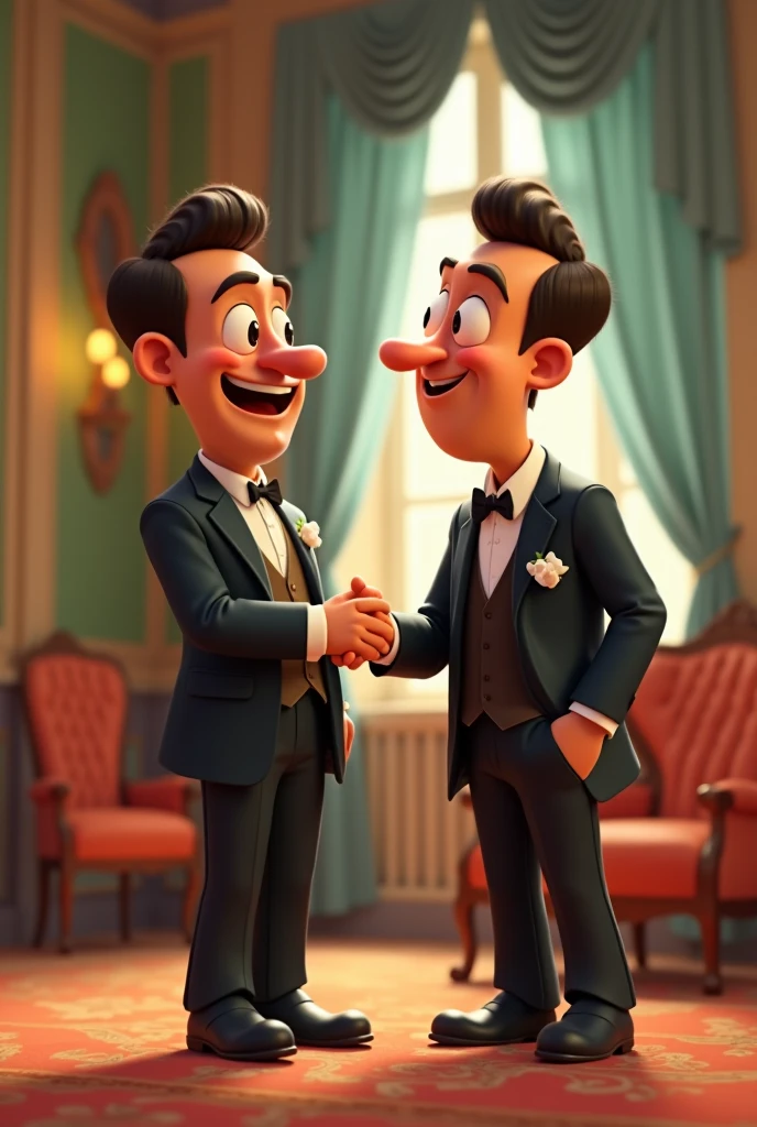 Pixar Style: 25-year-old man holding 15-year-old boy, blue eyed nude. naked showing his penis, normal size, gay nude, 3D, disney