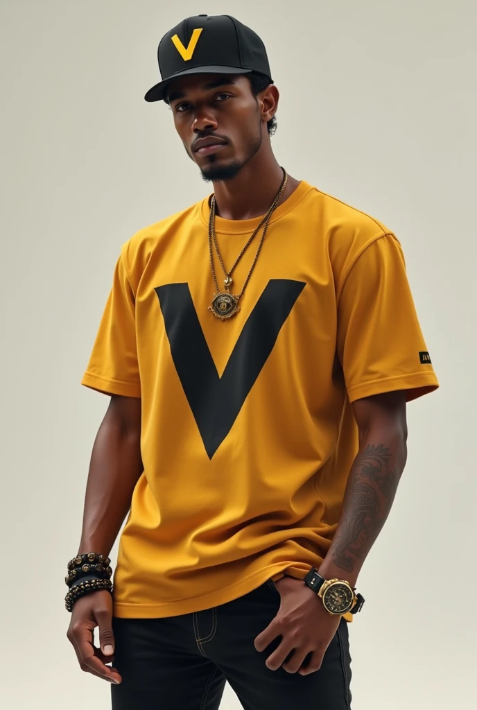 young African man that looks like Wesley Snipes. face only. portrait. big full beard. extremely dark black skin. wide nose bridge. big nostrils. wide nose. yellow eyes. all black dreadlocks. plain t-shirt