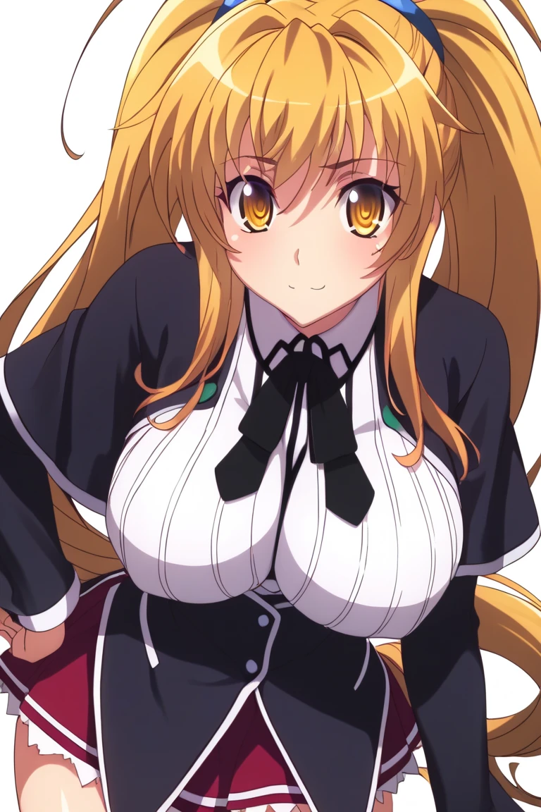 nsfw,best quality, masterpiece, highres, score_9, score_8_up, score_7_up, source_anime,high school dxd,nurakami,brown hair, long hair, twin tail,yellow ribbon, yellow eyes, ****,big breasts,,white background, 