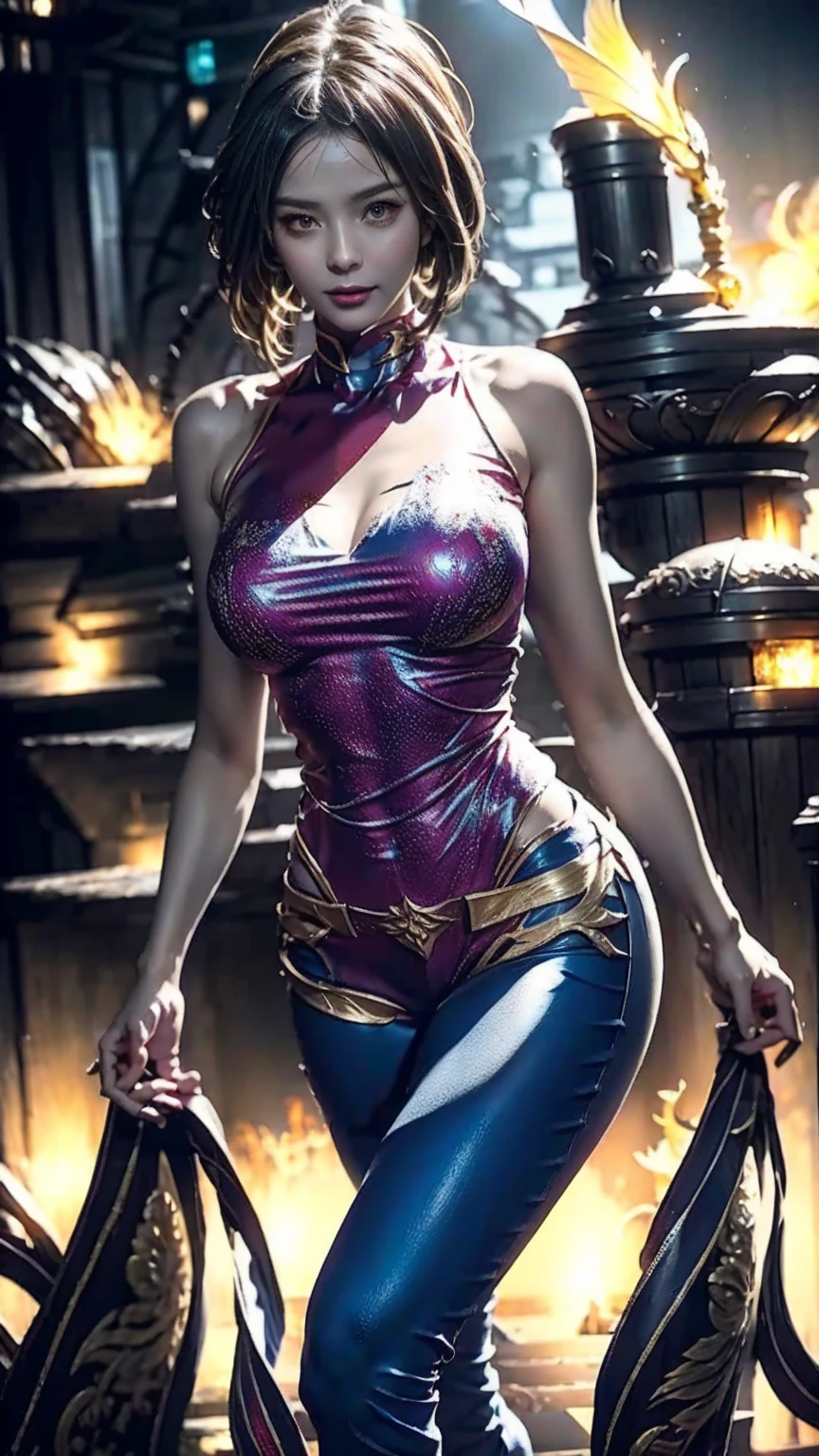 ((Rachel McAdams como Dra.. Strange Spell of Magical Execution)), wearing Dr... strange cover, wearing Eye of Agamotto necklace, large necklace, (dynamic pose), defined muscles, Red hair, athletic build, tight costume, Very beauthful, ((sexly, small natural breast, neckleace, pinching, camel toe)), (highly detailed skin: 1.2), serious face, beautiful face, highly detailed skin, skin pore, (high-detailed face:1.1), (highly-detailed eyes:1.1), realisitic pupils, full-face blush, fleshy lips, (Perfect Anatomia:1.1), (perfect proportions:1.1), (fot:1.1), (photorealisitic:1.1), volumetric lighting, dynamic lighting, real shadows, (high resolution:1.1), sharp focus, (realisitic, hyperrealisitic:1.4), intrikate, high détail, Dramatic, underground dispersal, vivid, polished, Spitz, 35mm, 8k