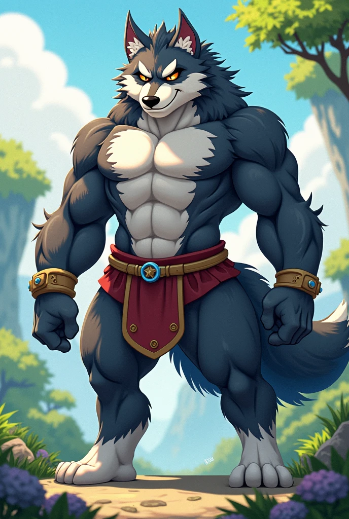 solo, male, (muscular), shaman, (male anthro wolf):1.3, black body, white belly, (standing):1.3, (kemono:1.4) (praying):1.23, (tribal clothing, long loincloth, red pattern: 1.2), detailed eyes, dragon tail, horns, ((full body portrait)), (detailed eyes, yellow eyes, Glowing Eyes): 1.1, (Outdoor: 1.35), Altar, Fire, Smoke, Forest, Candle, Night, (Particles, Fireflies, Blue Glow): 1.3, Detailed Background, Realistic, Realistic Hands, 8K HD, (Dark Shadows, Wide Dynamic Range, HDR, Low Light: 1.2), Delicate Muscle Lines, Bulge, Realistic Feet, Pink Nipples, Open Mouth