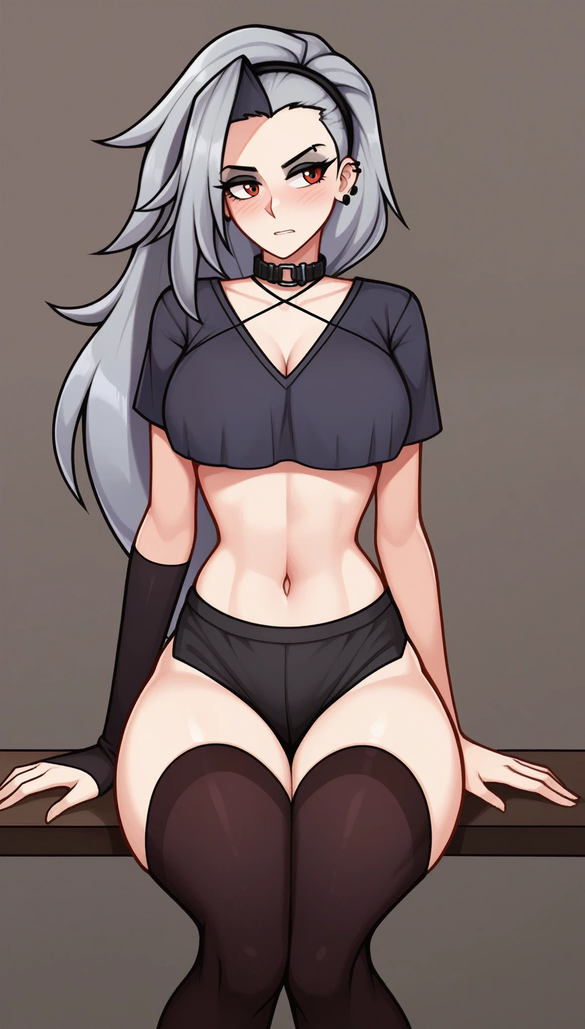 score_9, score_8_up, BREAK, source_anime, (1girl, solo), uncensored, perfect body, slim, pale skin, thigh highs, fingerless gloves, human eyes, small breasts,
(full body, nude, sitting, crossed legs),
Human Loona \(Helluva Boss\), Human Loona, Side cut hair, long hair, <lora:LoonaXL:1>