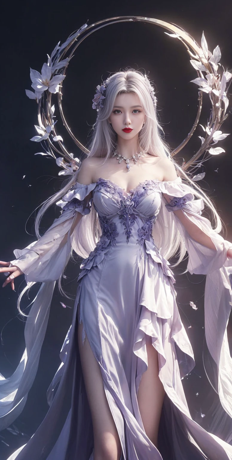 girl with white hair and red shoes holding a magical purple egg, Pose de corpo inteiro de feiticeira escura, white horns queen demon, dark sorceress full view, menina necromante ciborgue santa, white and blood color scheme, The Queen of Blades, divindade de cabelos brancos