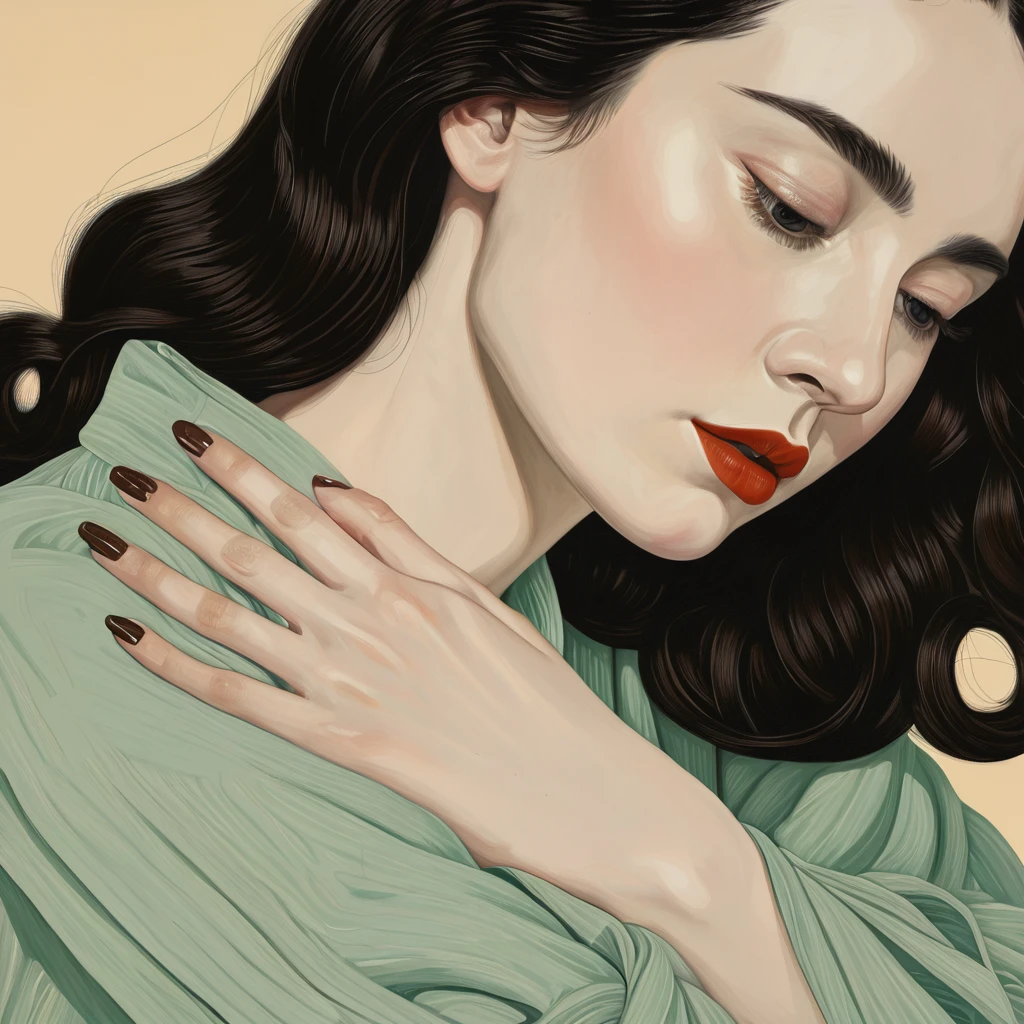 there is a drawing of hand, hyper detailed hand, left hand, Anatomically correct, detailed fingernails, a digital painting inspired by Will Barnet, by Magalli Villaneneu, tumblr, Digital Art, solo portrait 🎨🖌️,  calm style, Digital Art