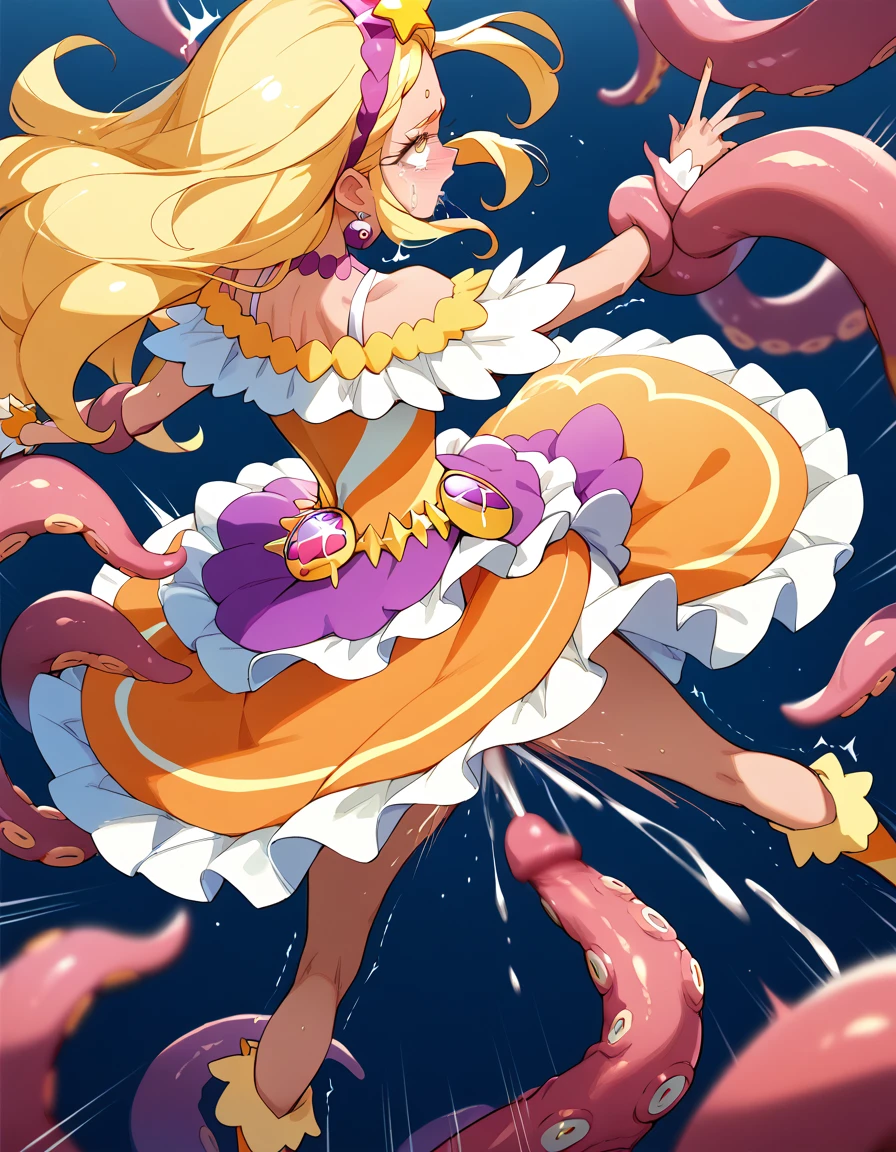 masterpiece, high definition , best quality,8k
(Cure Soleil)
( Lots of Tentacles, get entangled in tentacles,Leg spread, back view, from above)
((Strong shaking, motion blur))
(rolling eyes,orgasm)