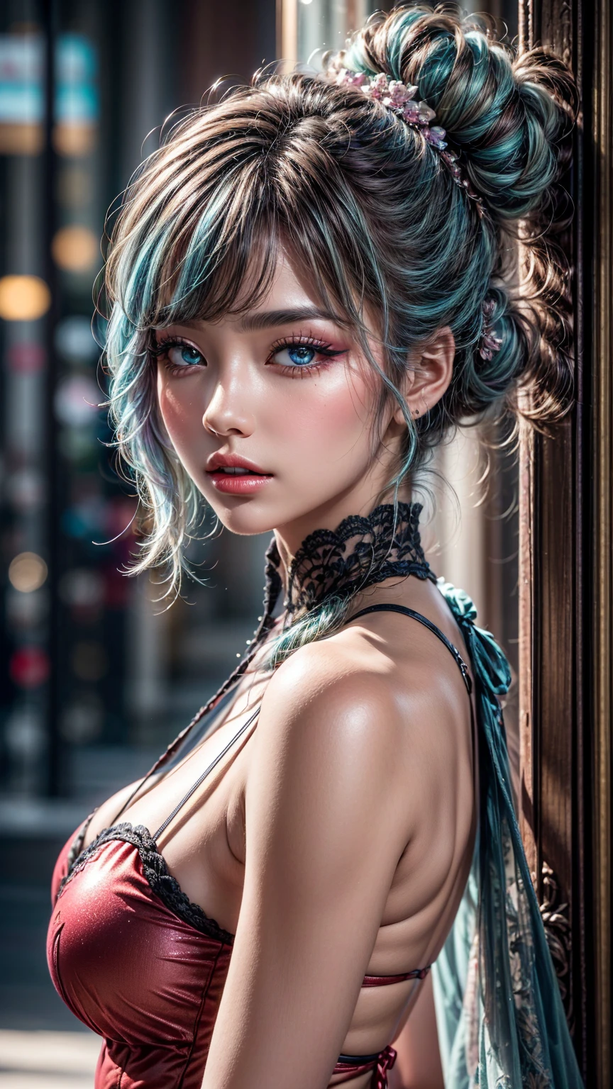 Ultra Professional Photo-Realistic Gorgeous Diva ((UnrealEngine5 epic masterpiece Eiffel, ultra best quality, detailed, ultra sharpness focus, ultra high-resolution, ultra high-definition, UHD, HDR, vibrant DSLR vivid moonset)), colorful lighting, African, blackess Afro tanmed skin epic eyes breasts pubic hairy silks ❤tattoo❤ jewel silver chrome chainmail, looking at viewer, Eiffel reflection varies multi etc. --v6 --s1000 --c20 --q5 --chaos100