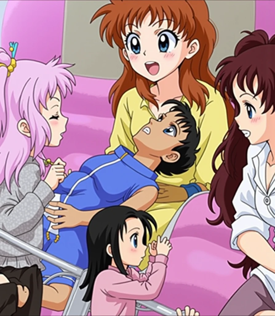 3girls, 1boy,solo,akashi kaoru,nogami aoi,sannomiya shiho 8k, masterpiece, absurdres, anime,(completely nude:1.2),vaginal sex,