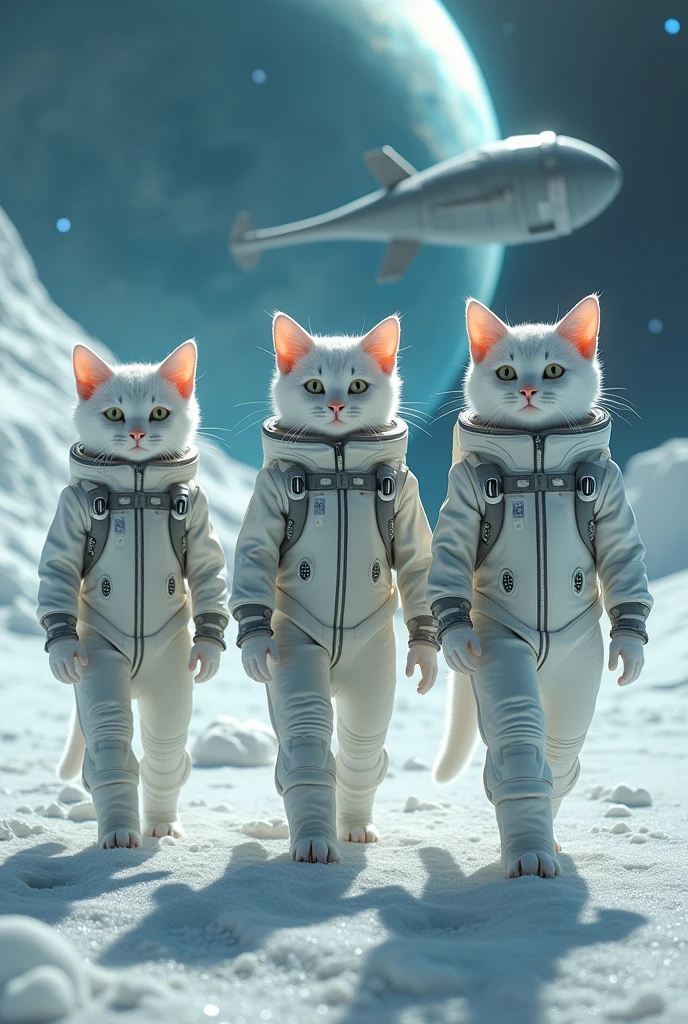 ultra detailed, Picture of a group little cute cats, ((perfect dark eyes)), (detailed pupils), looking at viewer, ((wearing full Space Suits and Space helmet), landing on Mars, Mars background, late evening, epic, 8k , cinematic, highly detailed, breathtaking, cinematic, detailed, natural light, 4K, high-detail, sharp focus:1.1, vibrant colors