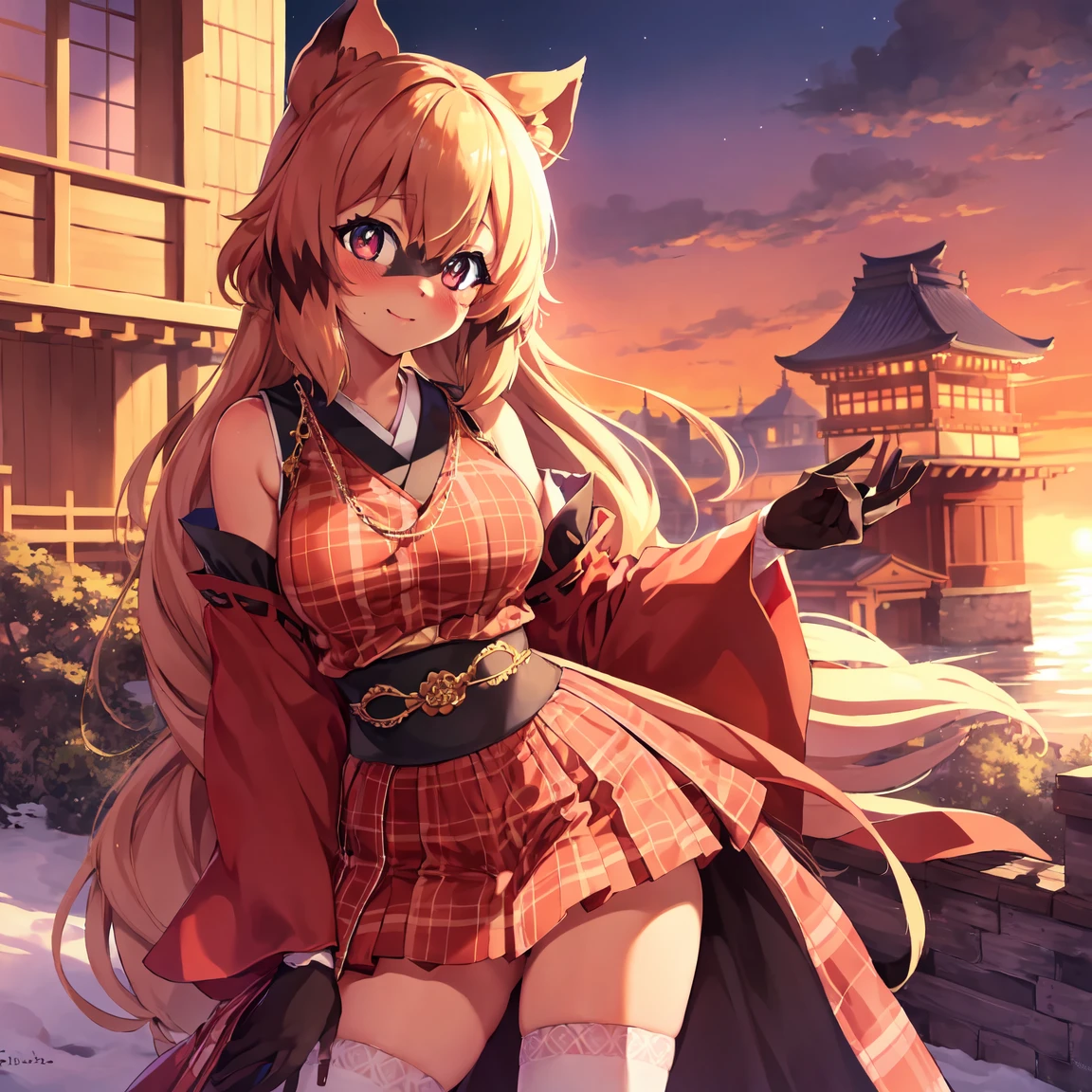 Fuzzy, Fuzzy female, Body fur, Tierohrflaum, Beautiful art style,  1 girl, young woman,  looks at the viewer ,  handsome ,  Hell Palace , Ojou-sama-Pose, Peasant costume , Kazuhiro_that, rosa_hello,  Japanese schoolgirl,  