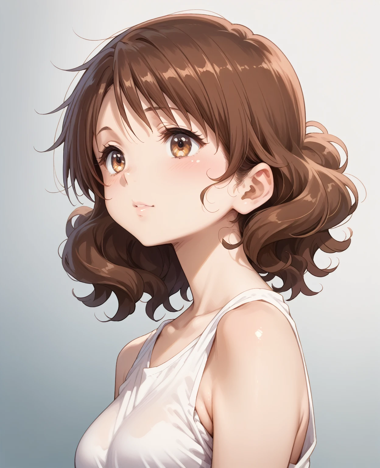  one girl with brown hair sticking forward 、kumiko oumae (kumiko oumae, brown eyes, brown hair, short hair, wavy hair,),medium breasts