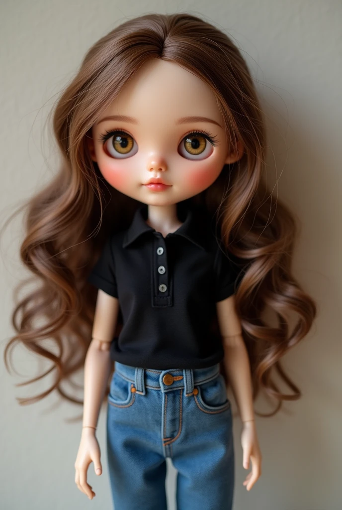 blythe doll Light brunette With brown hair ironed to the waist with a bare forehead