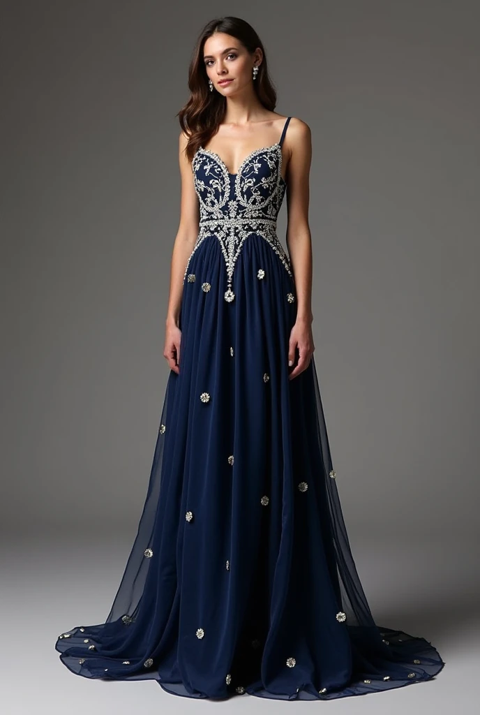 Beautiful navy blue princess dress for  wide