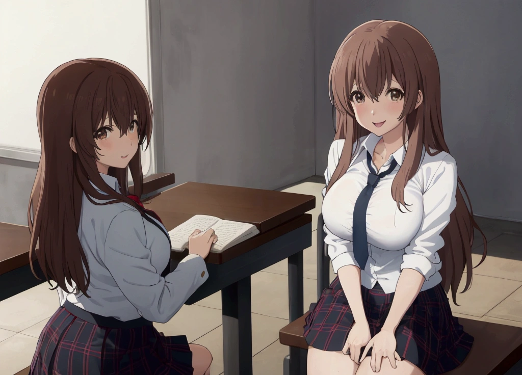 score_9, score_8_up, score_7_up, source_anime,
shoukonishimiya, shouko nishimiya, long hair, brown hair, brown eyes,
skirt, bow, school uniform, jacket, plaid, plaid skirt, blazer,
indoors, classroom, smile, bent over,
looking at viewer, solo, cowboy shot, dutch angle,big breasts, her legs are quite thick and sexy, her mouth is open, her tongue is out, she is looking with a sexy expression, there is a male character behind her, he has his dick out of the zipper of his trousers, he is rubbing his big dick on Nishimiya's skirt from behind.
