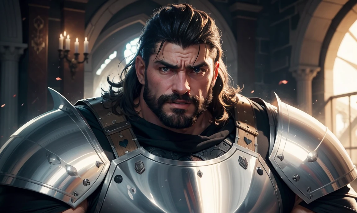 masterpiece, best quality, highest quality, cinematic lighting, (volumetric lighting), extremely detailed CG unity 8k wallpaper, focused, 8k wallpaper, 4k wallpaper, extremely detailed, ultra realistic, photorealistic, sharp focus, absurdres, (HDR:1.3),  photograph, insanely detailed and intricate, instagram,

((rugged handsome black man)), solo, intricate detailed armor, (bloody), blood, (bruises), (scars), ryona, beat up, (closeup), (upper body), beard, dark hair, brown eyes,
battered armor, ripped clothes, torn clothes, [bloodstains], [bleeding], ((muscular)), knight, (warrior), (cloak), battlefield background, (dark skin),

((by guweiz , by rembrandt))