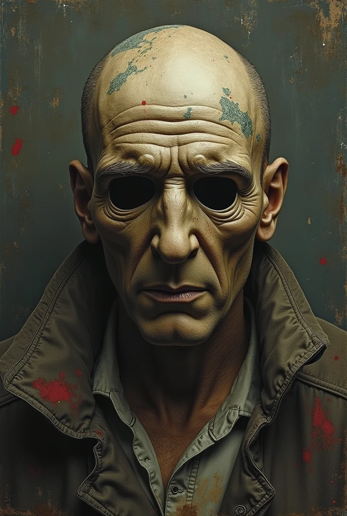 Create a vintage poster style art, for the horror story, The Man at the Bus Stop, by the author Thiago Lopes, which tells the story of a bald and bitter bar owner who meets a  old man at night and discovers that this man is waiting for the bus that will take him to hell.

Add the title of the story to the artwork
