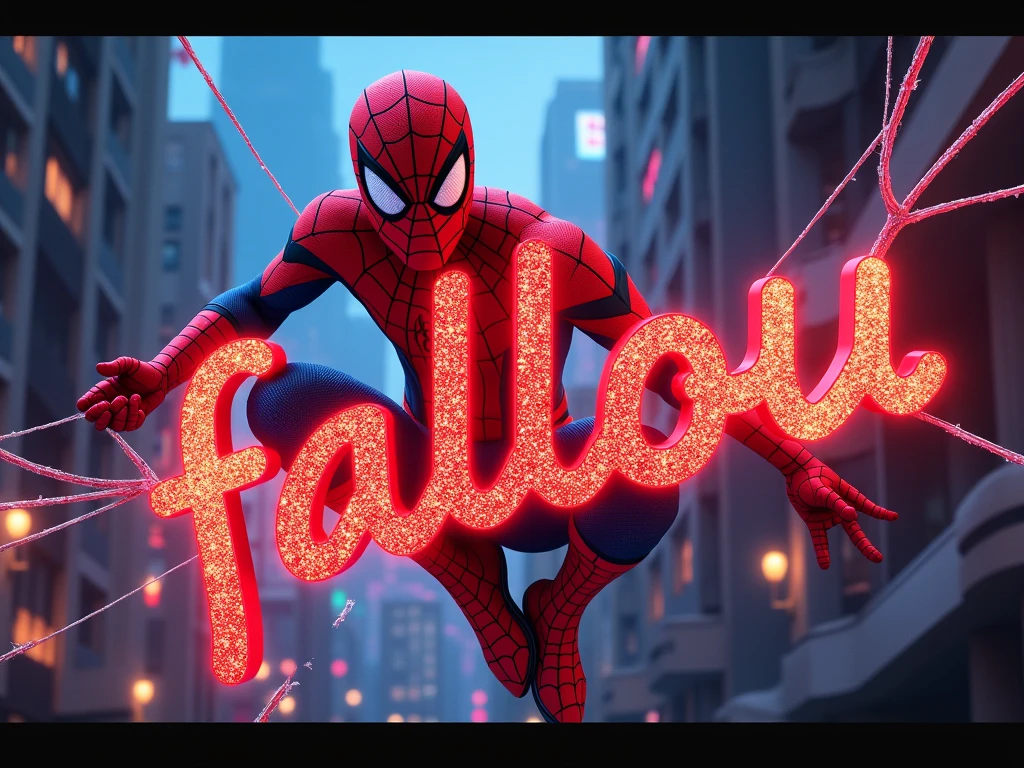 Spiderman looking at the sky on name"cheta 
"written on the highest building  at night realistic graphic 
