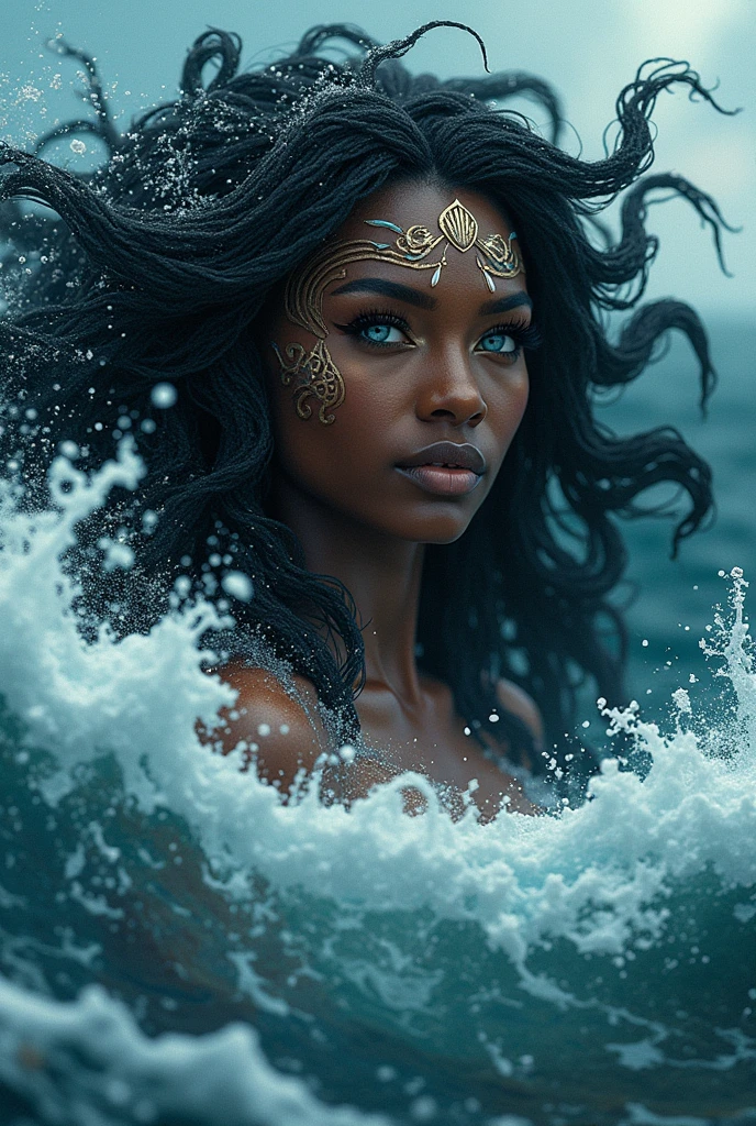 Close-up of rough sea surface at night, Sternhimmel, surreale dunkle jenseitige Stimmung, beautiful digital artwork, Atemberaubende digitale Illustration, Deviantart ArtStation CGSCOSIETY
