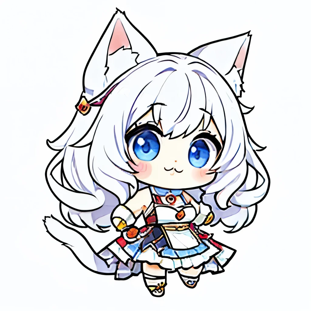  best quality,masterpiece,Chibi character,(cute:1.5), fantasy ,Cat,biceps,White background