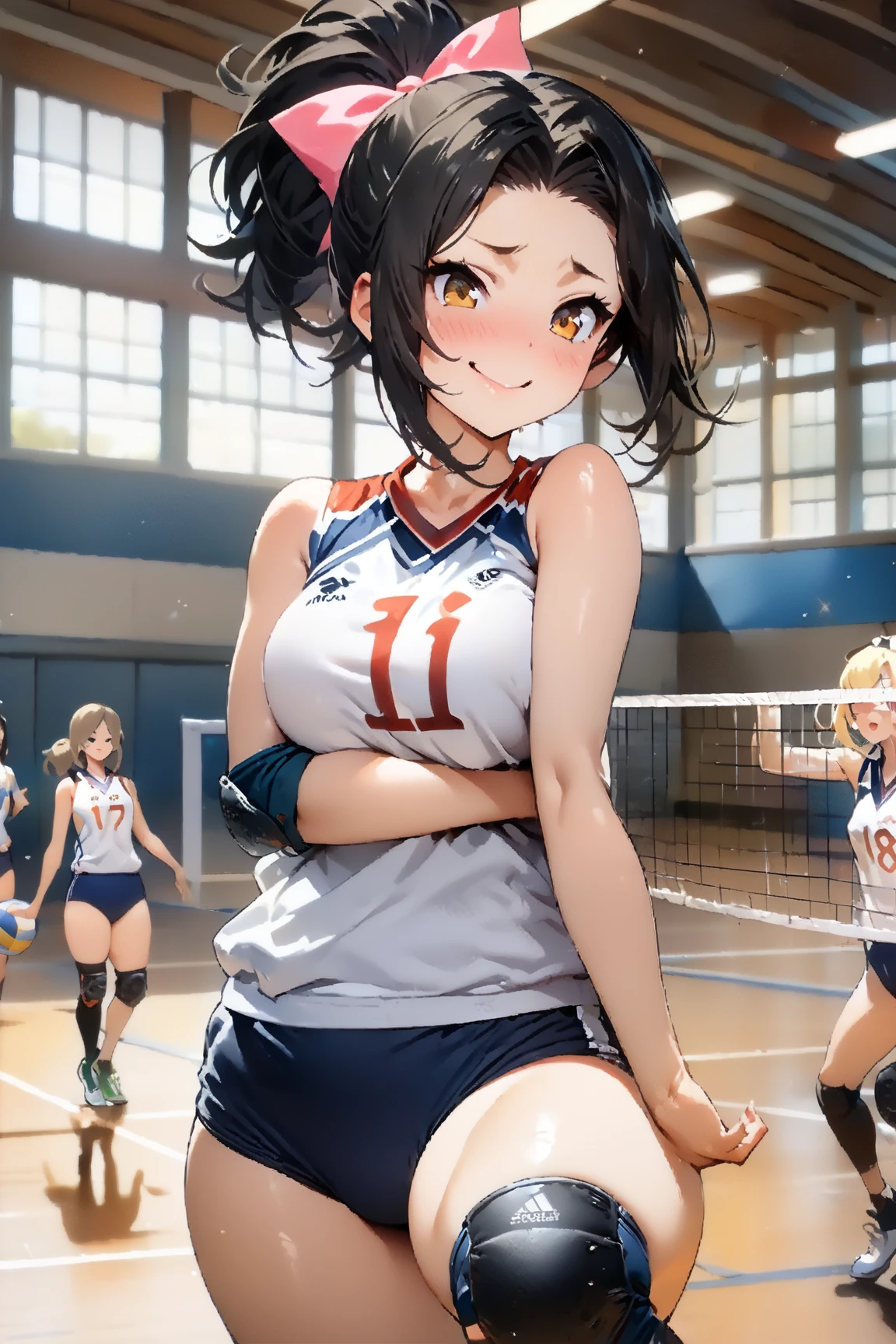 arafed asian woman in black and red uniform holding a volleyball ball, wearing a volleyball jersey, volleyball, Nishimiya Shoko, harumi, Yuki Morita, kimi takemura, It's bittersweet, Kotegawa Yui, Chiho, mayuri shiina, Shot with Leica SL2, Chiho ashima, nico tanigawa