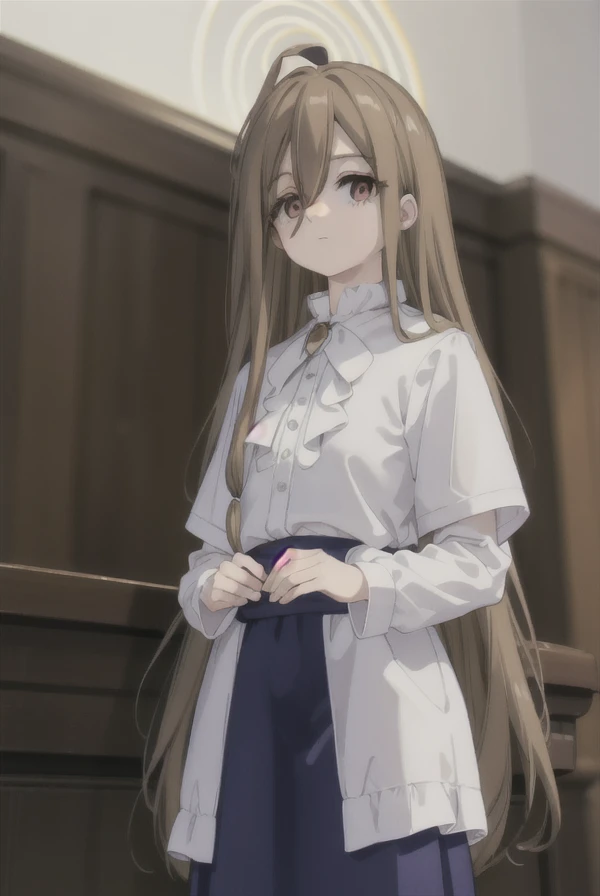 magesense, sense, long hair, brown hair, hair between eyes, (brown eyes:1.5), very long hair, ahoge,
BREAK bun, white bun, shirt, white shirt, scholar shirt, Button-down shirt, modern academy style shirt, {Tsue to Tsurugi no Wistoria} shirt, short sleeves,
BREAK outdoors,
BREAK looking at viewer, (cowboy photo:1.5),
BREAK (masterpiece:1.2), best quality, high resolution, unity 8k wallpaper, (illustration:0.8), (beautiful detailed eyes:1.6), extremely detailed face, perfect lighting, extremely detailed CG, (perfect hands, perfect anatomy),