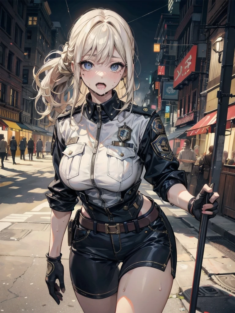19 years old, (milf:0.8), (solo:1.5), (sfw:1.25), sexy breast, beautiful breasts, (medium tits:0.8), thin waist, big ass:1.0, Raised sexy, (black beret,black military jacket, open clothes, cleavage, midriff, black shorts, black thighhighs, thigh strap, fingerless gloves, single glove:1.2), blue eyes, light smile, big , Revimpling fabric, earrings, Hand gloves, detailed face,(hold a cigarette:1.1),long hair,side ponytail,hair between eyes,bangs,detailed and beautiful eyes,beautiful detailed lips,Rolling her eyes,manner,hair over one eye, (ultra high resolution, 8K RAW photo, photo realistics, thin outline:1.3, clear focus), best qualtiy, natural lighting, textile shading, field depth, (Bright pupils, fine detailed beautiful eyes with highlight:1.3, high detailed face), Red lip, fine realistic skins:1.1, looking down viewers:1.3, (dynamic angle:1.3, front view:1.1, breast focus:1.3, from above:1.2), (dynamic posing:1.5, sexy posing:1.2),Youghal, side lock, hair ornaments,nice,garden background,artistic rendering,Super detailed,(highest quality,4k,8K,High resolution,masterpiece:1.2),Bright colors,studio lighting ,at military base in usa