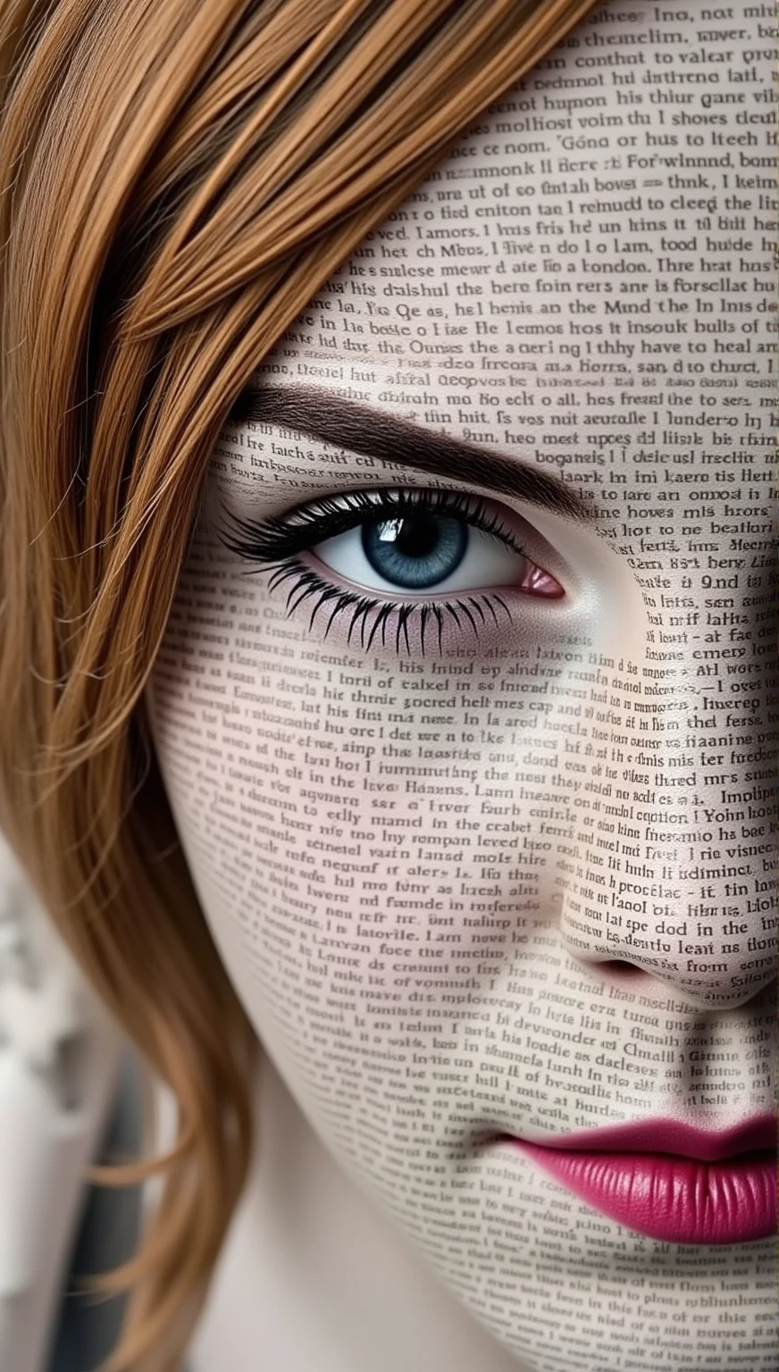 A close-up newspaper portrait of Emma Watson where all parts of the face including eyes, eyebrows, nose, lips, hair, ears, etc. are made entirely of newspapers. Use folded different thin paper newspapers to form each detail of the face, avoiding using real parts of the face. Pay attention to the textures and colors of the newspapers to create realistic features that convey emotion.
A newspaper portrait should be bright and expressive. The lighting should be soft and natural, emphasizing textures and details, creating a sense of three-dimensionality and depth.
