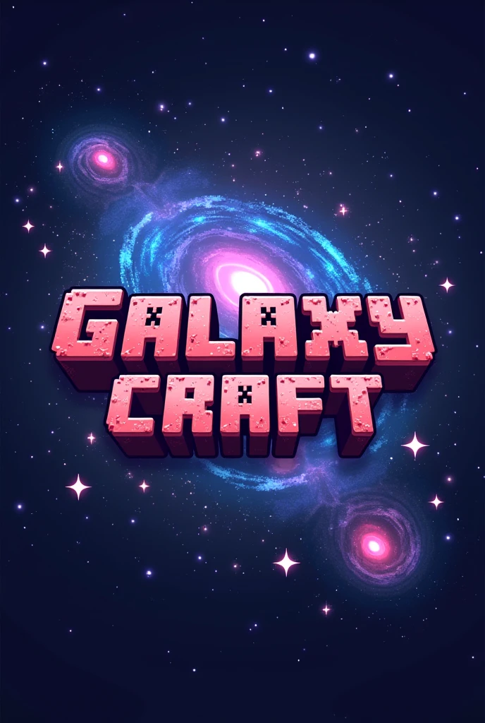 I want you to create the logo written Galaxy Craft with the Minecraft theme 