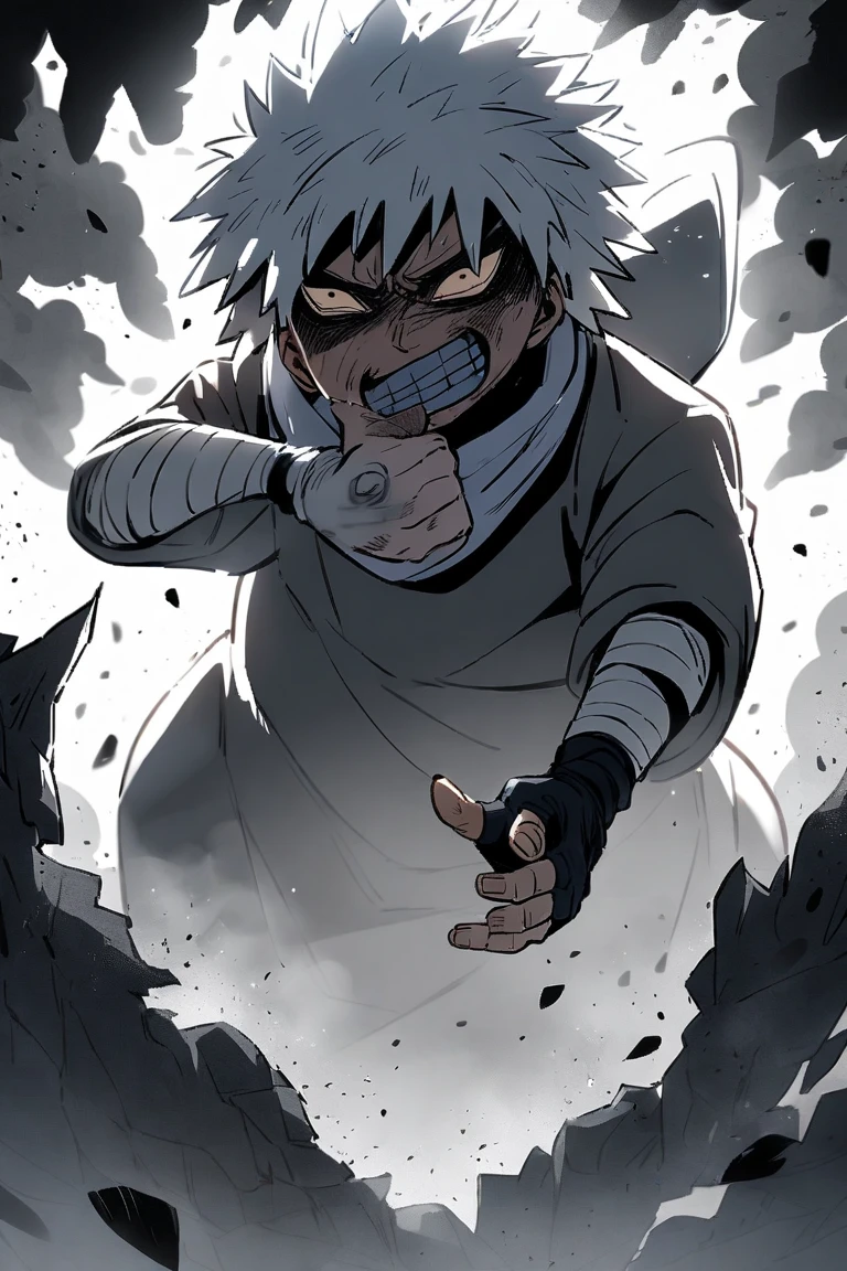 Hünkel,bandage,Silver Hair,Well-trained muscles,18-year-old boy,Huge penis,((Being pinned down by black tentacles)),Open your arms wide and clench your fists,Open your mouth wide,Wide, unfocused eyes,Many protruding veins,((Countless black tentacles enter the body from the chest.)),Full body images,Painful expression,Black undershirt,Being crucified,Huge erect penis,A lot of sweat, tears, drool and semen,Being raped by an armored doppelganger