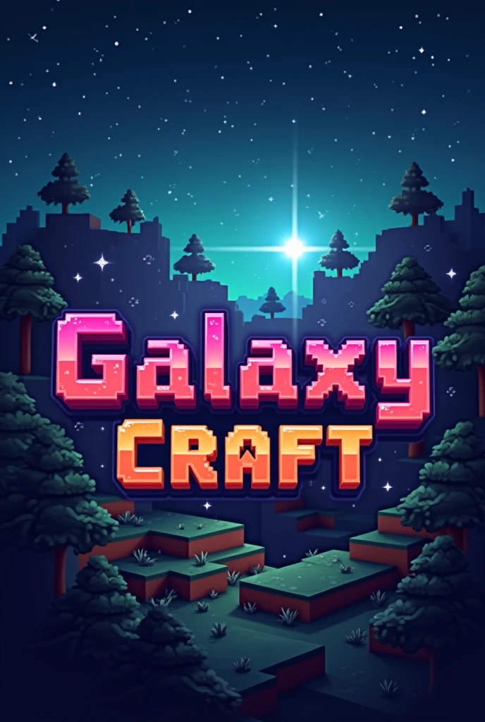 I want you to create the Galaxy Craft logo written with the Minecraft theme and with the Minecraft aesthetic 