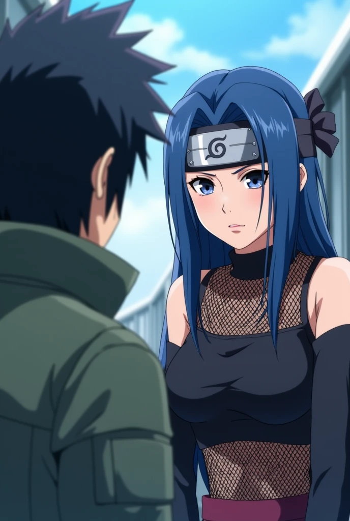 <lora:gijinkaseries_civitai:1>,civitai-chan,braided bangs,from side,strangling,angry,looking at another,multicolored hair,black hair,blue hair,blue eyes,labcoat,shirt,shirt tucked in,necklace,belt,open mouth,