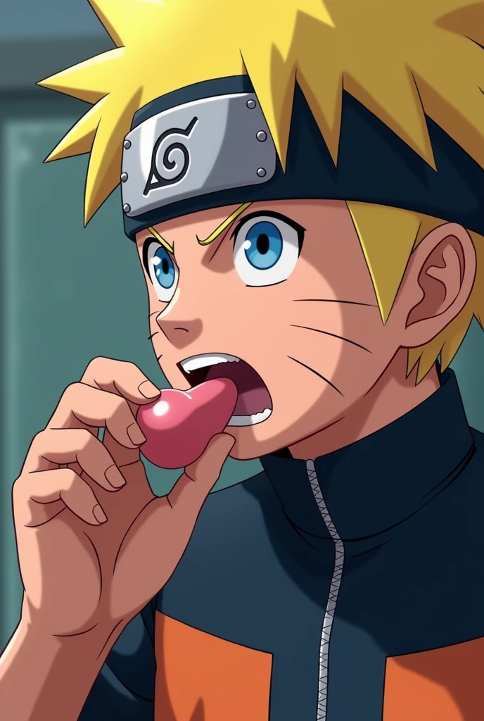 masterpiece, best quality, 1boy, uzumaki naruto, blonde hair,  spiked hair, blue eyes, facial mark,  forehead protector, nude body, , konohagakure symbol, toeless footwear, full body, horny dick in heads, looking at viewer, shy, smile, solo, squatting, naruto room, on bed, cum