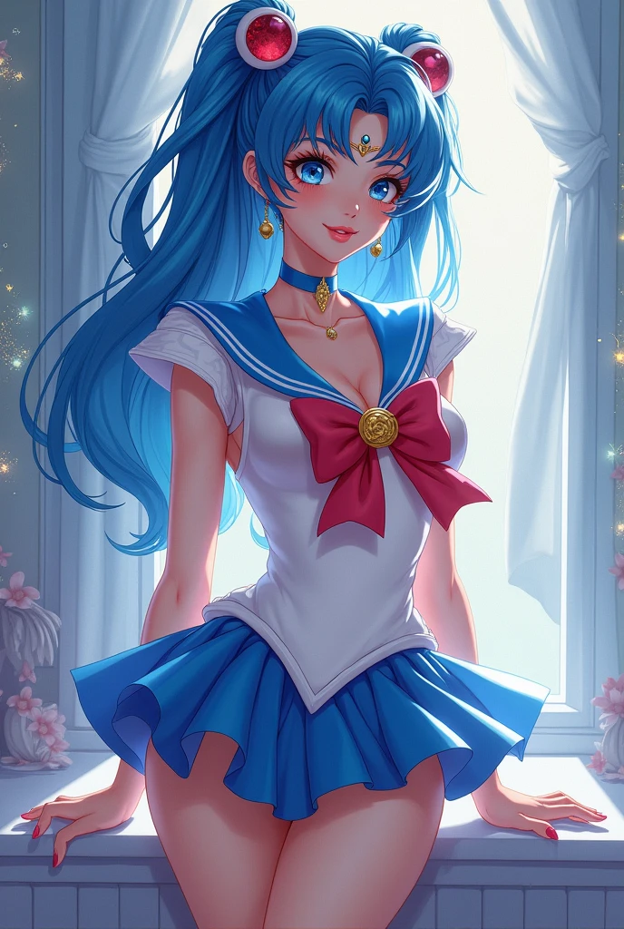 score_9, score_8_up, score_7_up, score_6_up, score_5_up, score_4_up, BREAK sailor mercury, circlet, blue hair, blue eyes, BREAK solo, magical girl, blue serafuku, BREAK crater,
<lora:Aleriav:1> Aleriav