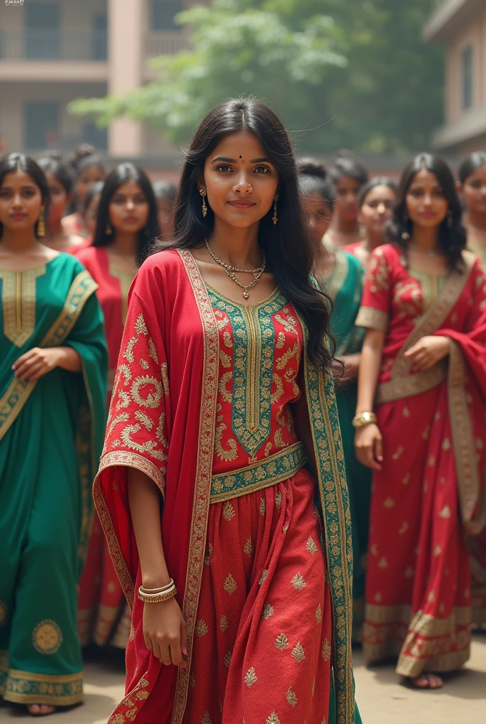 In the bustling streets of a vibrant Indian city, amidst the kaleidoscope of colors and scents, a woman (((Anne Hathaway: Selena Gomez:0.6))) clad in a vibrant red saree and a black blouse becomes an ethereal sight that captivates all who lay eyes upon her. Her undeniable beauty transcends time and space, leaving onlookers spellbound. Describe the scene as the woman, with her graceful presence, glides through a crowded marketplace, where merchants and shoppers pause to admire her radiance. The atmosphere is alive with whispers as her mesmerizing allure evokes a sense of awe and admiration. Embark on a journey to reveal the woman’s story—her name, her background, her passions—and the reasons behind her choice of attire. Explore her persona, intertwining elements of mystery and allure, as people speculate on the secrets hiding behind her enchanting gaze. Incorporate the sights, sounds, and emotions that surround this extraordinary woman, as she navigates through the city’s vibrant tapestry. Whether it be the scent of freshly ground spices, the distant sound of temple bells, or the intricate henna designs adorning her hands, immerse the reader in the sensory experience of this captivating moment. As the story unfolds, her path intertwines with that of a curious photographer who becomes determined to capture her undeniable beauty in a single photograph. Describe their encounters, the photographer’s attempts to understand her story, and the profound impact this woman’s presence has on his own life.(Blur Background:1.6), (Blue Hue:0.8), (Auto focus:1.4)