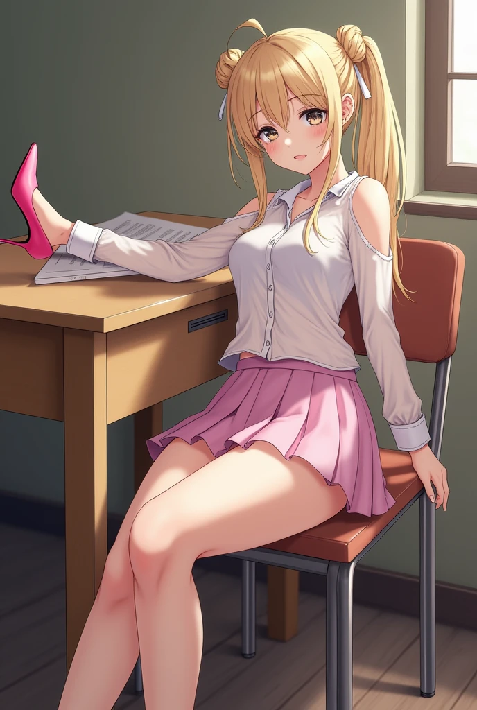 masutepiece, Best Quality, girl,middlebreasts、there is a woman sitting on a chair in a classroom, Seductive Anime Girl, hyperRealistic Schoolgirl, a hyperRealistic Schoolgirl, Realistic Schoolgirl, beautiful anime high school girl, beautiful anime girl squatting, Beautiful captivating anime woman, Beautiful captivating anime , the anime girl is crouching, charming anime girls, sitting in classroom, Cute Schoolgirl