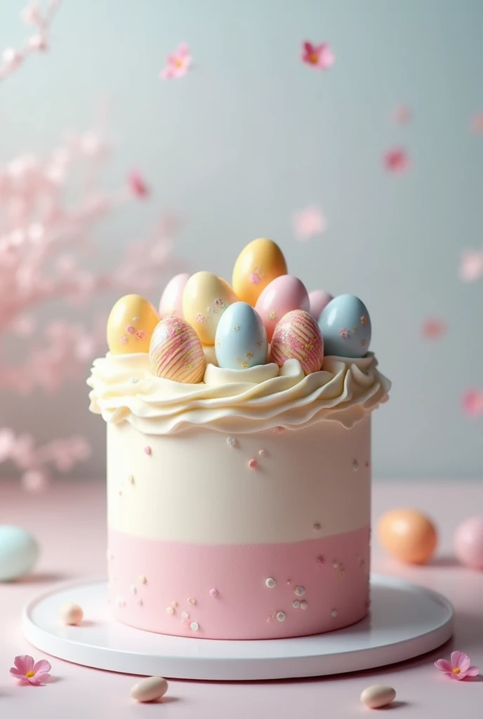 Create a cake image with the Easter decoration small eggs 