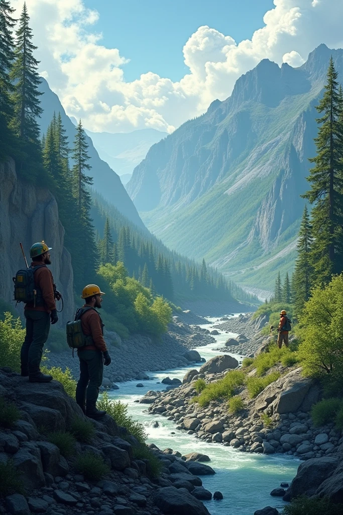  Generate a poster relating to environmental sustainability in outdoor mining work, It is important that it is only an image and that it does not contain text 