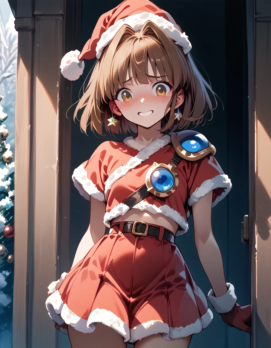 masterpiece, high definition , best quality,8k
(arle nadja,Petite)
(Santa hat,Santa costume,very short skirt)smile, embarrassed 