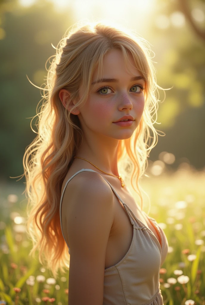 Blonde girl in profile looking forward