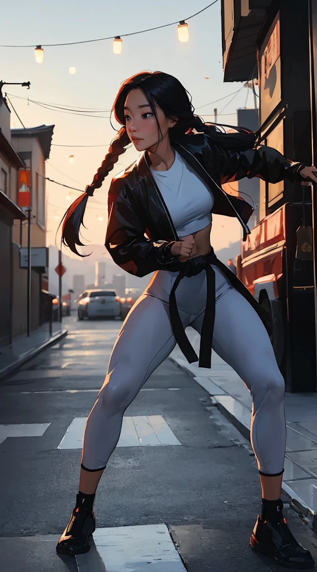 Extremely long hair Perfect anatomy 1 tall girl with curves only ((muscular)) sudadera con capucha leggings cuerpo tonificado, ((sthe highest qualit)) muy detallado, calidad 8k resolution