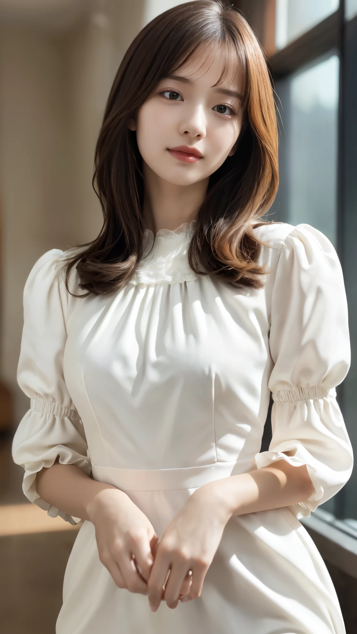 Araffe woman in a white dress posing for a picture - SeaArt AI