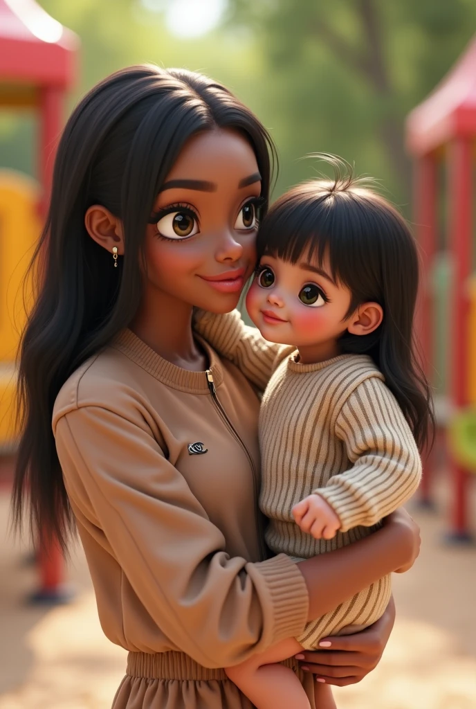 Rendering in (((3D)), of (((father, mother and children))), (crisp perfect facial features: 1.15), well-defined symmetrical face, kind eyes, (dark brown skin tone) , cute, afro-alpine, cute smile, ((sitting on a bench in the park)), (((chibi))) wearing t-shirt and jeans, current fashion, long hair with princess accessories, park background, sunset sunset, (close-up of a traditional family), product preview, detailed details, pixar style, (((modeled face))), trend art, sharp details, cgsociety, very high quality digital art, exquisite hyperdetail, 4k, 8k soft lighting, dreamy, fashion, unreal mechanism rendering -- ar 9:16 --auto --s2