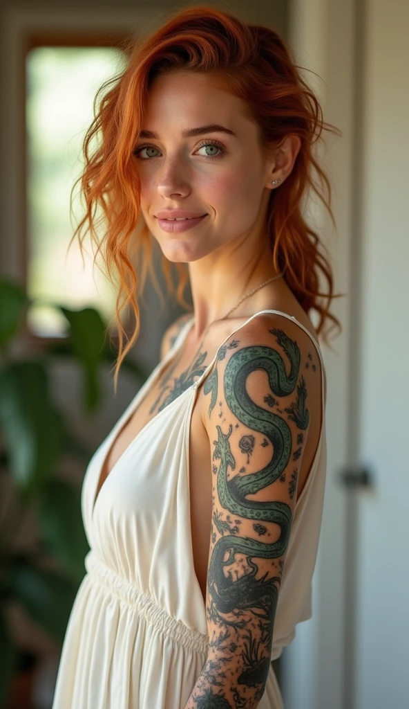 tattoo's, no good, hair orange, seductive sexy face, big buttocks, Bend, kissing, showing big buttocks, Looking back, Grabbing the buttocks, exciting buttocks