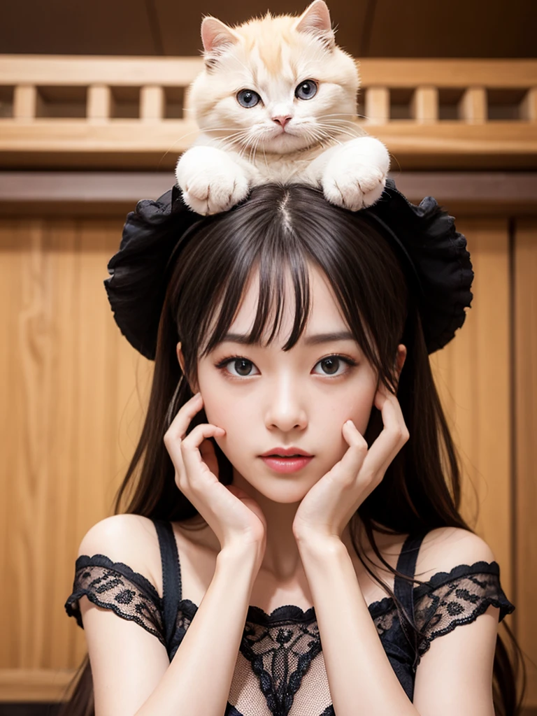 Masterpiece, 4K, bokeh, (Japanese idol:1.6), Beautiful high school girl, Blushed face,
(cow pattern bikini:1.4), (Cat ears:1.4), looking at the viewer, cowboy shot, holding cats in both hands, (white background :1.4), closeup