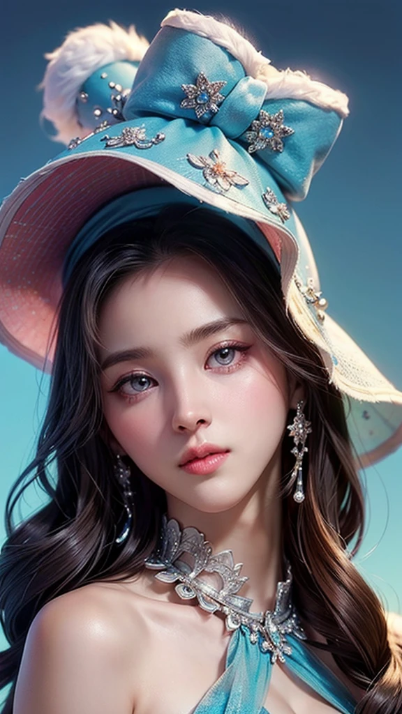 (masterpiece), ( top notch ), ( high quality detail ), (illustration), (1 woman),  are watching viewers, (Interview),  beautiful detailed eyes ,  delicate and beautiful face , Floating , (Highly saturated ), (shining),  blue sky, Bright and beautiful face,  Her skin is young, radiant, , 공정하고 shining, Best appearance , Very beautiful,  big eyes shine with clear sky blue light,  beautiful and amazing beautiful girl ,