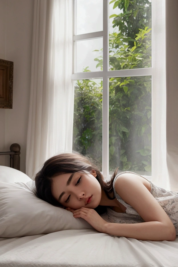 Beautiful girl, sleeping, perfect facial features, masterpiece, 8k, cute,