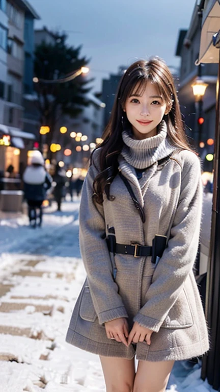 (Wore a winter uniform and scarf coat、 Close-up portrait of a girl with long hair and dull bangs:1.5)、(one person*** wearing a winter uniform and scarf coat spreads her arms and has a shy smile :1.5)、Age 25、( Christmas decorations on a street corner on a snowy winter night :1.5)、(perfect anatomy:1.3)、( completely up to your fingertips :1.3)、Photographically、photo shoot、masterpiece、top-quality、 high definition , Delicate and beautiful、 perfect face、 Beautiful detailed eyes 、 white skin、 Real Human Skin、pores、((Thin legs))、( dark haired)、  realism, 8k full body portrait,  Beautiful Women,  attractive expression, 20 years old, Tokyo Eight Cities , Winters, Shibuya Background,   Fantasia de Cena de Inverno  ,  Senior Artist ,  Santa Claus's Workshop , , ,  A Snowy Winter Christmas Eve ,, City Hut ,  beautiful artist rendering, !!beautiful!!,  Thomas Kinkade 

